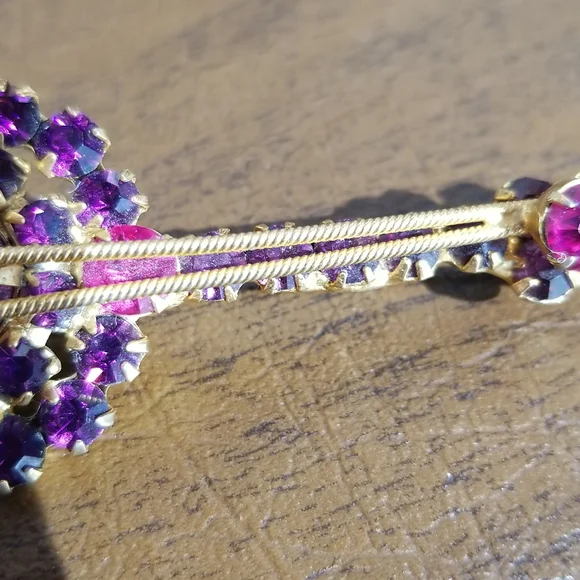 Vintage Rare Fantastic Juliana D&E Pink, Purple, AB Rhinestone Banjo Pin Brooch - Picture 4 of 14